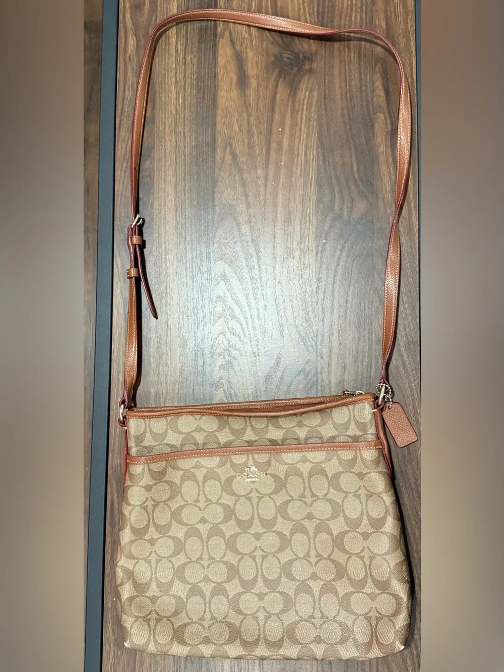 Coach Brown & Tan Signature Crossbody